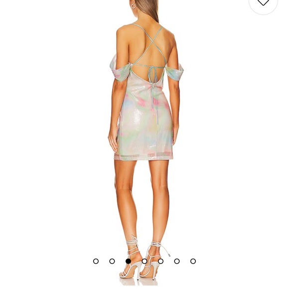 Amanda Uprichard Jacinta Rainbow Sequin Dress in Glow - Picture 3 of 9